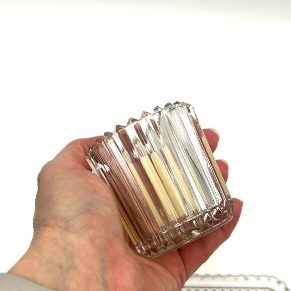 Sparkling Glass Cut Tray & Brass Candleholder W Glass Tulip Insert | 3 PIECE SET - Picture 13 of 14